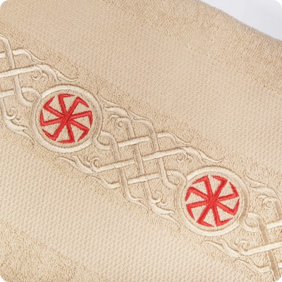 Полотенце банное с вышитым оберегом Коловрат