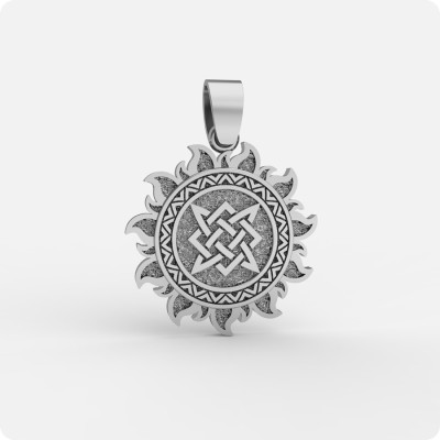 Славянский оберег Звезда Руси (Квадрат Сварога) из серебра в Ярило