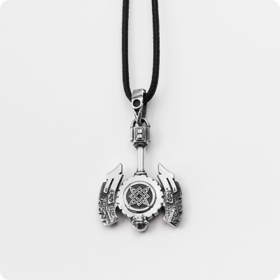 Секира со Звездой Руси (Квадрат Сварога) из серебра