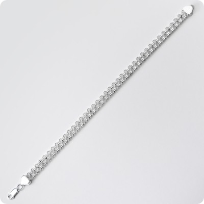 Серебряный браслет плетение Двухполосный Бисмарк