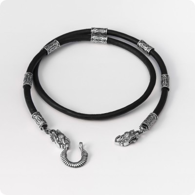 Кожаный шнур с головой орла - Серебряный Орёл