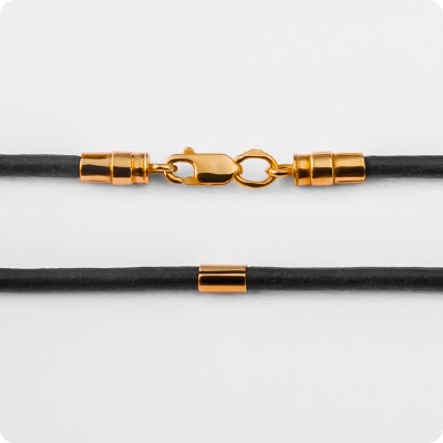 Кожаный шнур с золотыми вставками